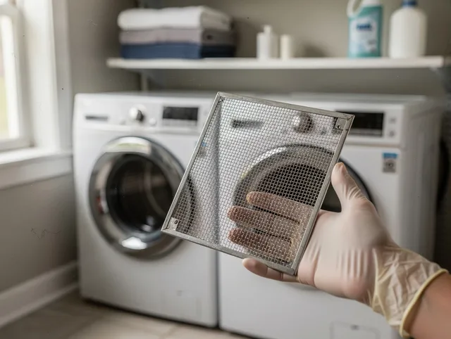 Plymouth Dryer Vent Cleaning specialist performing detailed lint trap cleaning service in Plymouth